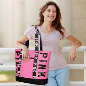 Pink Tote with Black Straps
